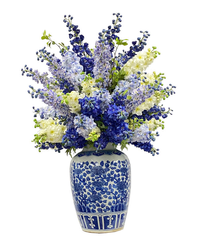 Delphinium Mixed Faux Floral Arrangement in Pot